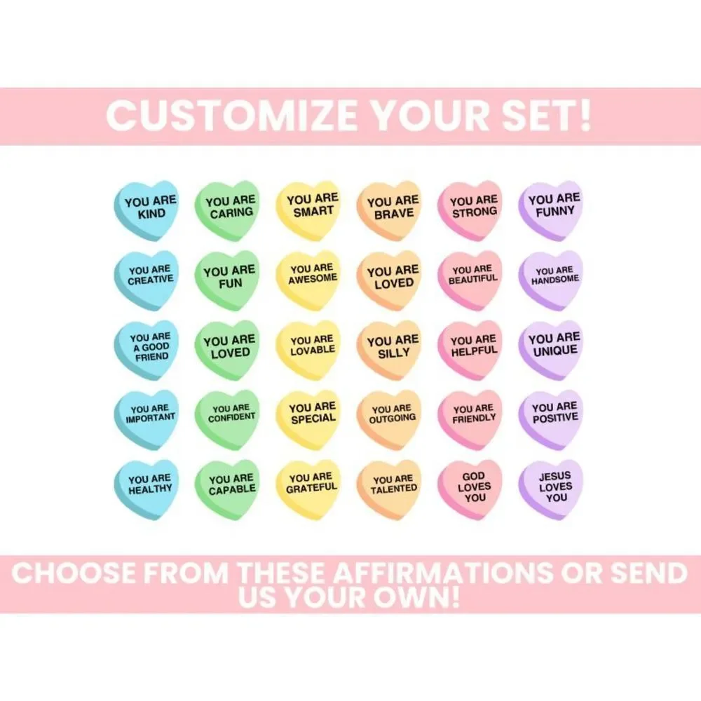 Set of 50 Positive Affirmation Valentines Day Cards, Valentine's Day Classroom C